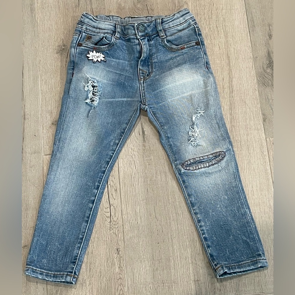 Zara Kids Boys Distressed Blue Jeans size 4 104cm